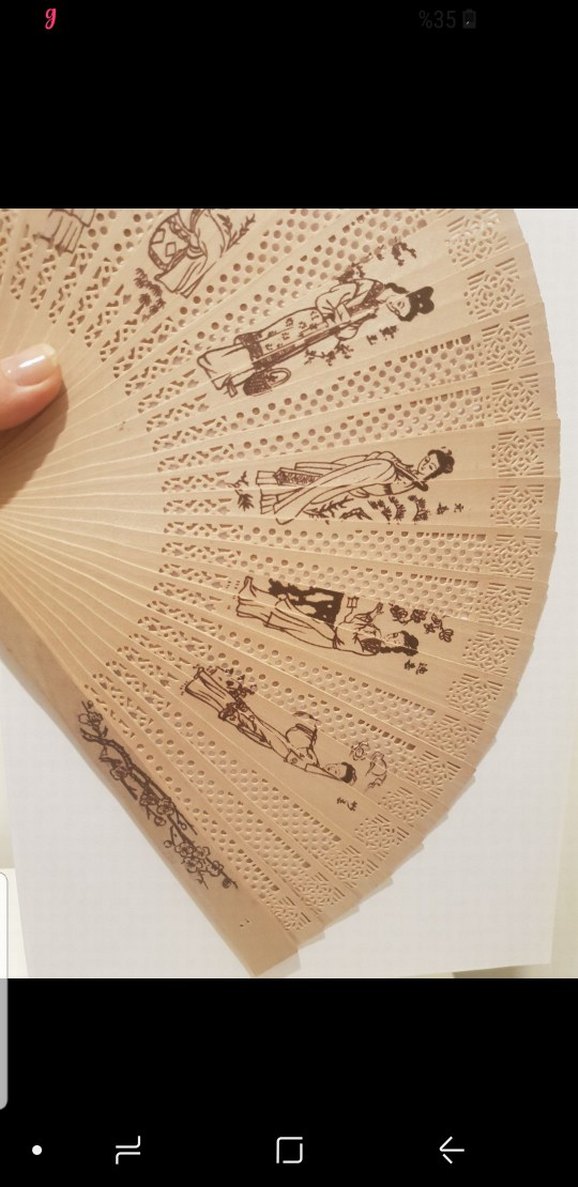 Bej Renkli Geleneksel El Yelpazesi - Görsel 2