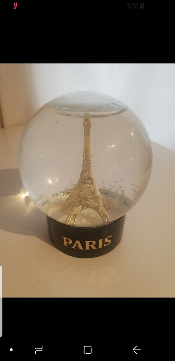 Altın Renk Parlak Eyfel Kulesi Kar Küresi - Görsel 3