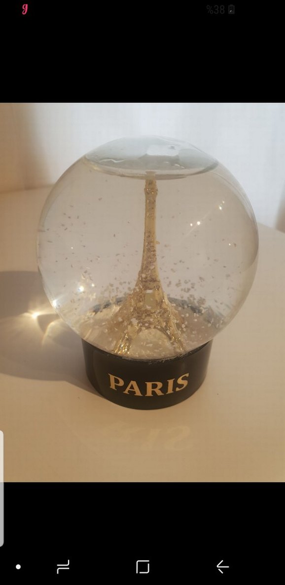 Altın Renk Parlak Eyfel Kulesi Kar Küresi - Görsel 2
