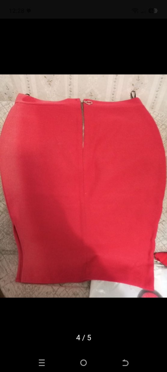 Kırmızı Drapeli Kadın Kalem Etek - Görsel 4