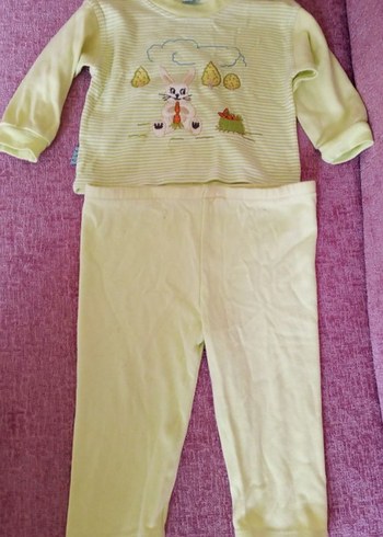 Sarı Nakışlı Çocuk Polar Pijama Takımı - Görsel 2
