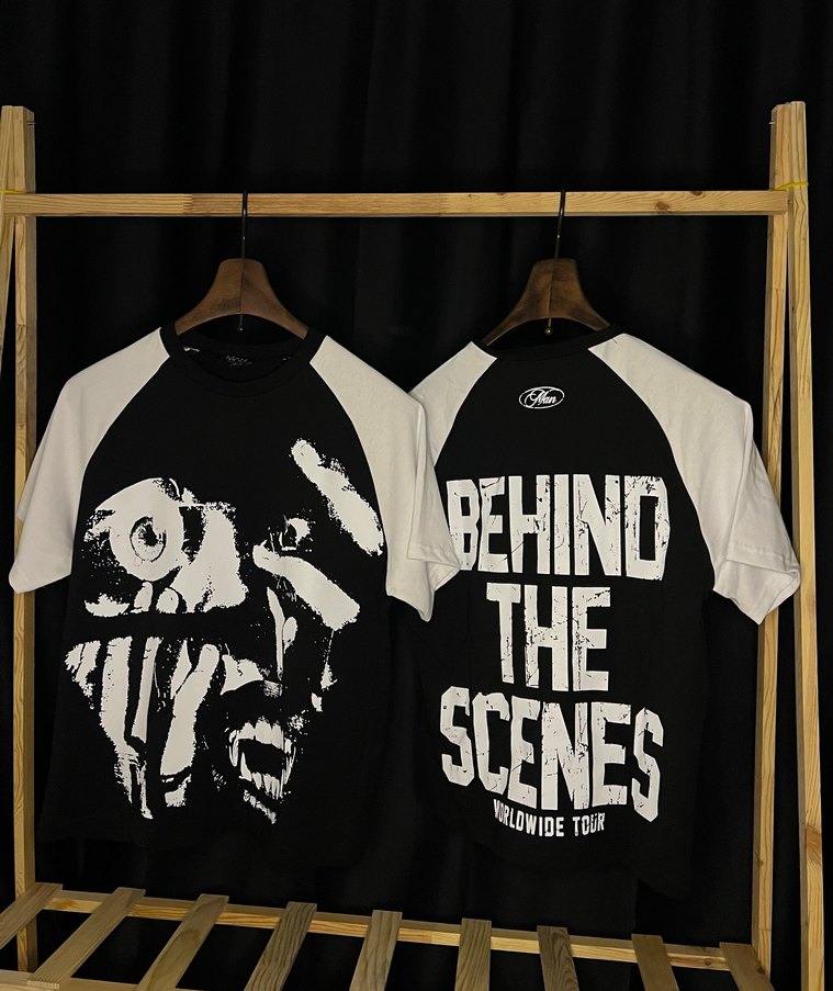 Siyah Beyaz Baskılı Gevşek Kesim Tişört - Görsel 4