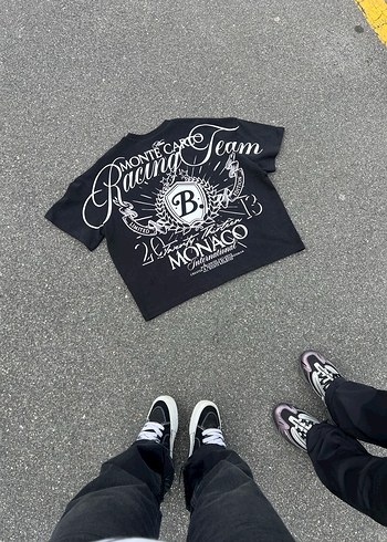 Siyah Oversize Kısa Kollu Baskılı tişört - Görsel 5