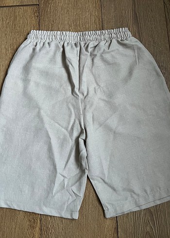 Bej Erkek Keten Rahat Kesim Şort - Görsel 2