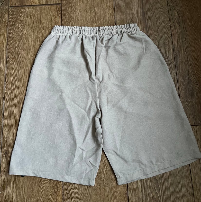 Bej Erkek Keten Rahat Kesim Şort - Görsel 2