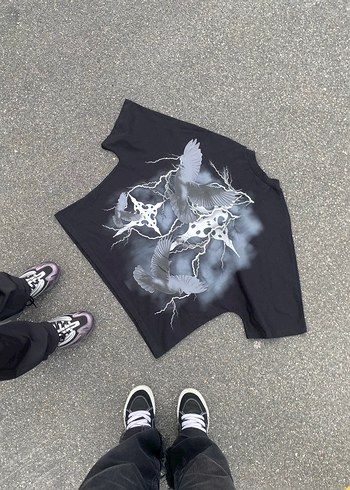 Siyah Baskılı Erkek Goth Tişört - Görsel 5