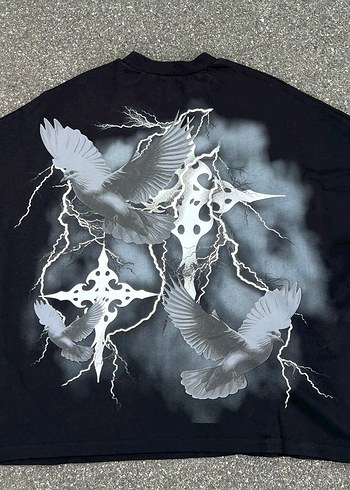 Siyah Baskılı Erkek Goth Tişört - Görsel 2