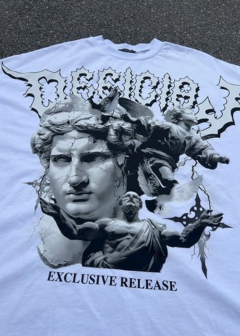 Beyaz Baskılı Erkek Tişört Loose Fit - Görsel 2