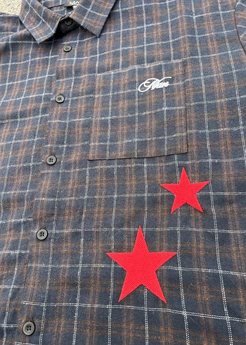 Unisex kareli lacivert gömlek - Görsel 2