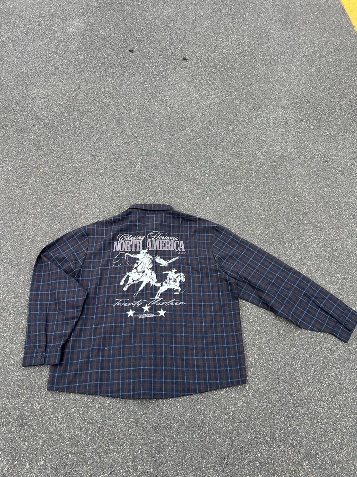 Unisex kareli lacivert gömlek - Görsel 4