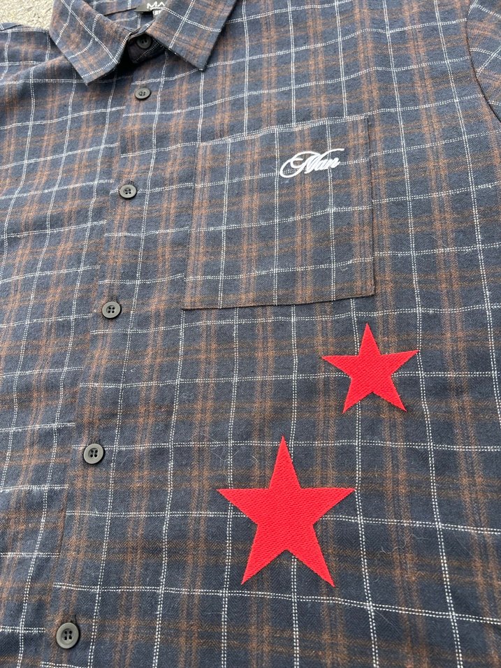 Unisex kareli lacivert gömlek - Görsel 2