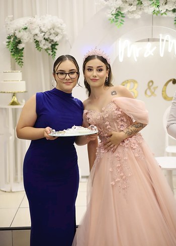 Pembe Straplez Mini Abiye Elbise - Görsel 5