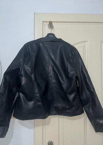 Kadın Siyah Deri Kemerli Biker Ceket - Görsel 3