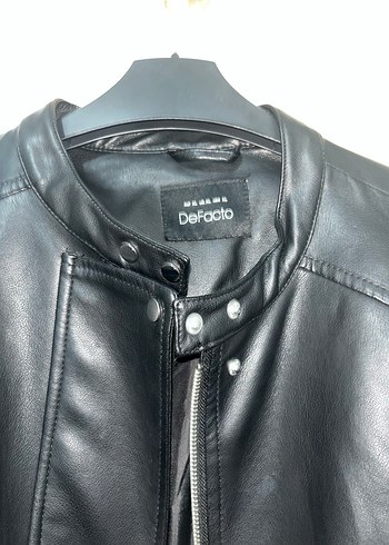 Kadın Siyah Deri Kemerli Biker Ceket - Görsel 2