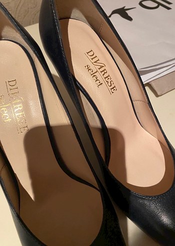 Lacivert Deri Stiletto Kadın Topuklu Ayakkabı - Görsel 2