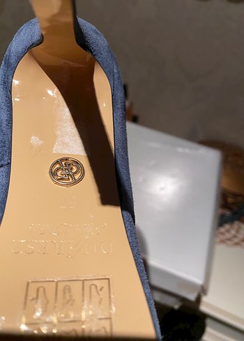 Koyu Mavi Süet Topuklu Kadın Stiletto - Görsel 3