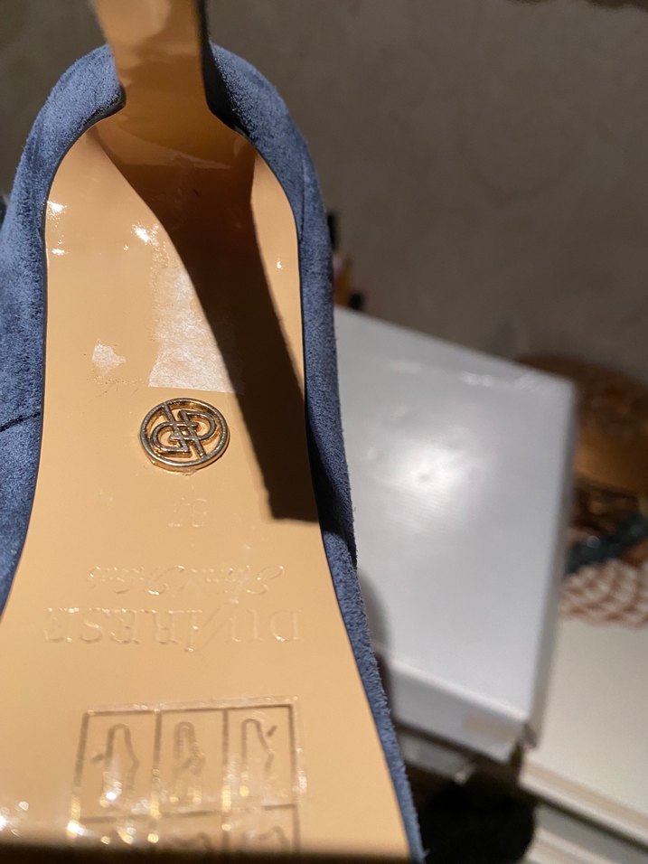 Koyu Mavi Süet Topuklu Kadın Stiletto - Görsel 3