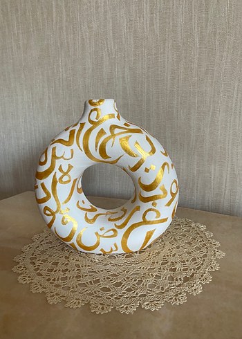 Beyaz ve Altın Renkli Dekoratif Vazo Seti - Görsel 5