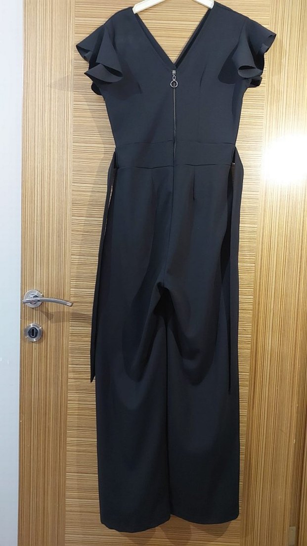 Kadın siyah Pilili Uzun Tulum - Görsel 2