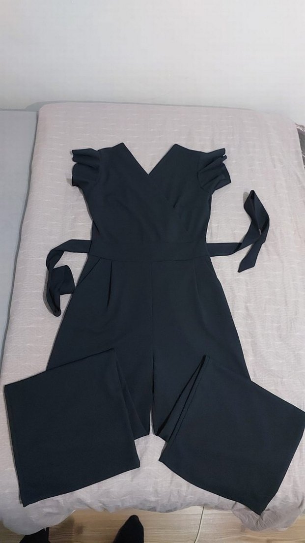 Kadın siyah Pilili Uzun Tulum - Görsel 3