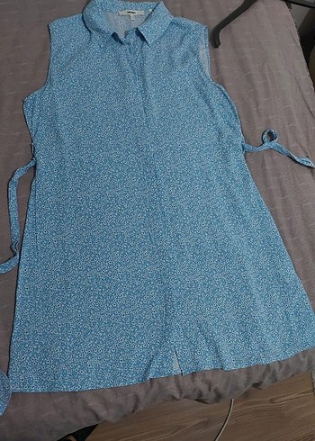 Düğmeli Mavi Hamile Kolsuz Tunik - Görsel 2