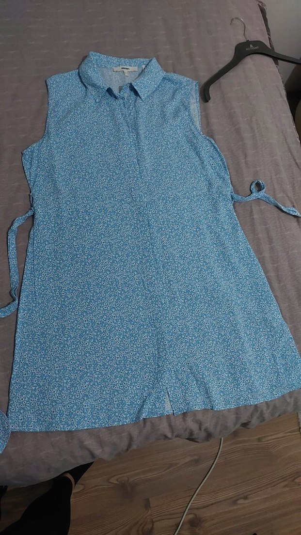 Düğmeli Mavi Hamile Kolsuz Tunik - Görsel 2