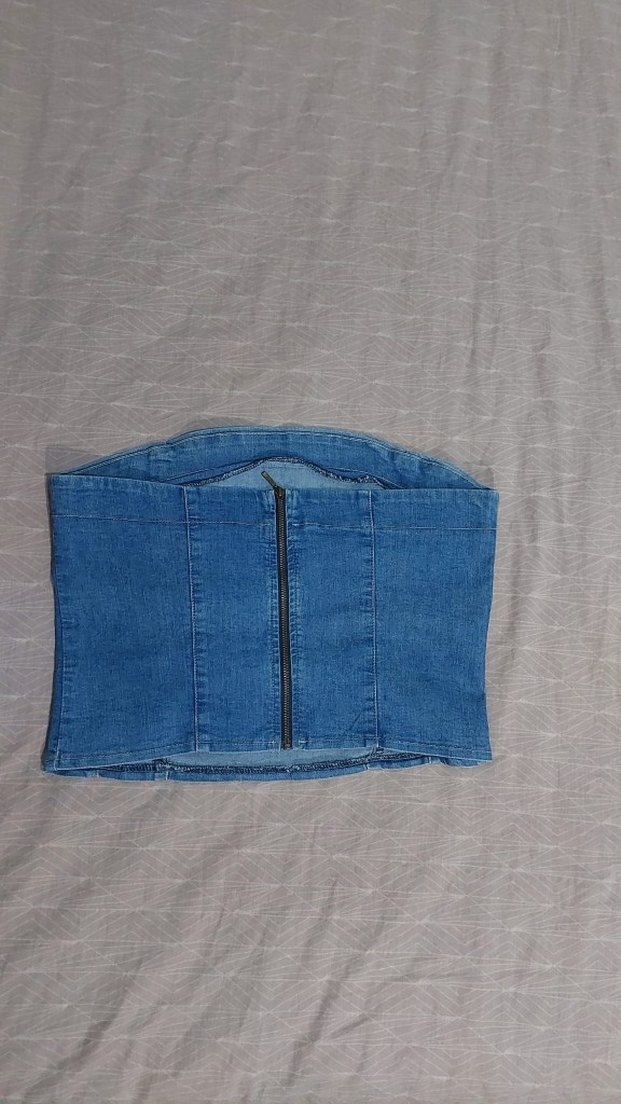 Kadın Mavi Denim Straplez Büstiyer - Görsel 2