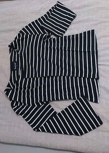 Kadın Siyah Çizgili Uzun Kollu hırka - Görsel 2