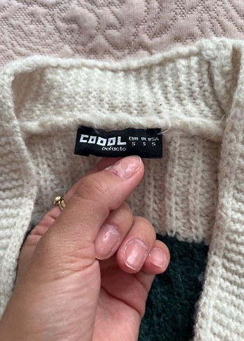 Çizgili Triko Hırka - Yeşil Beyaz - Görsel 2