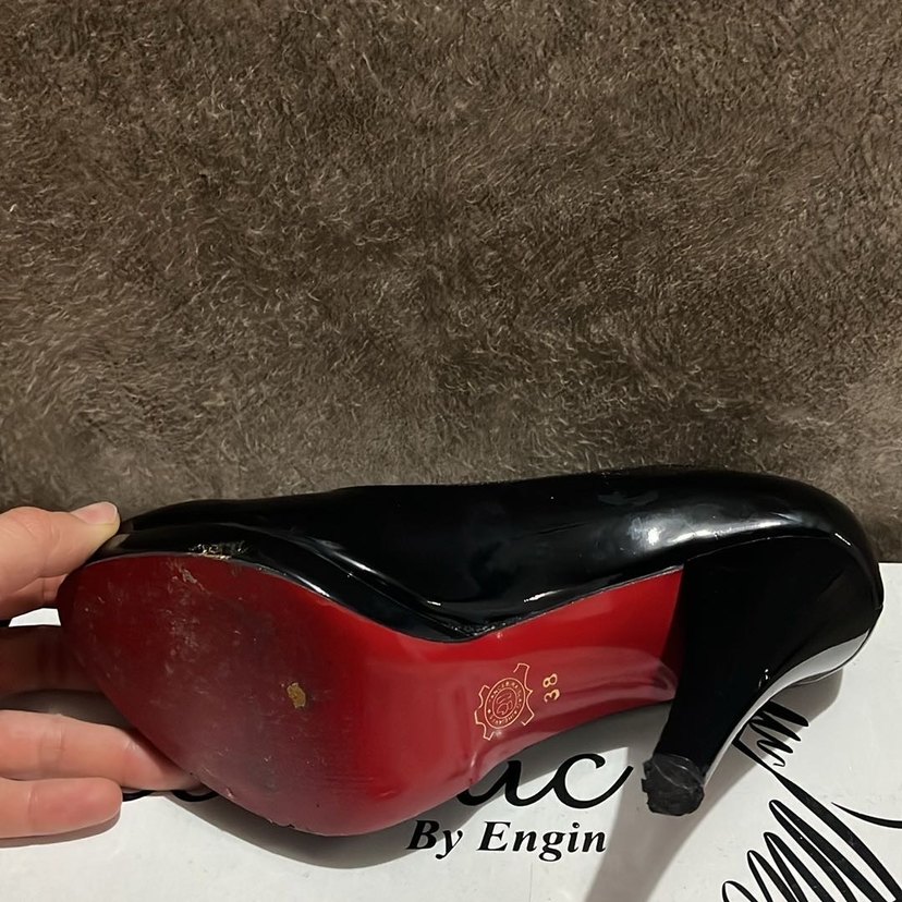 Siyah Parlak Topuklu Kadın Stiletto - Görsel 4