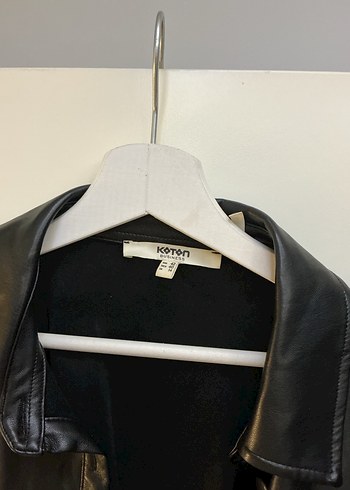 Düğmeli Siyah Deri Kadın Ceket - Görsel 2