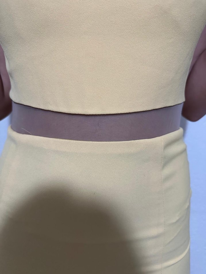 Sarı Uzun Abiye Elbise, Kolsuz, Dökümlü - Görsel 3