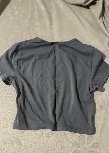 Gri Kısa Kollu Kız Tişörtü Yıldız Baskılı - Görsel 4