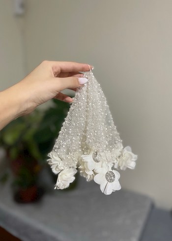 Boncuklu Beyaz Bohem Düğün Aksesuarı - Görsel 2