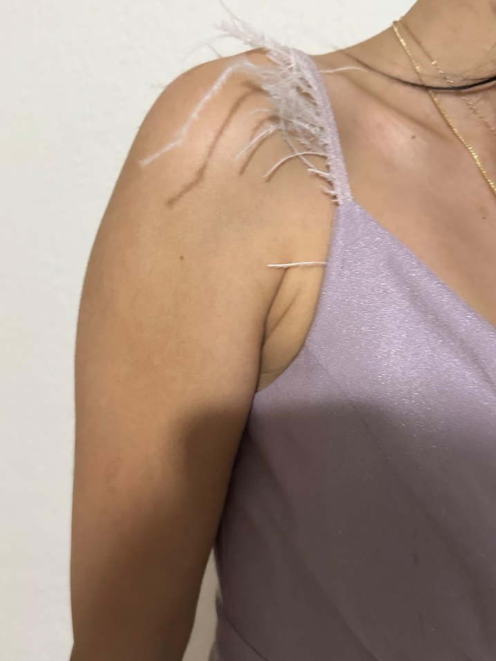 Kadın Uzun V Yaka Drapeli Abiye Elbise - Görsel 4