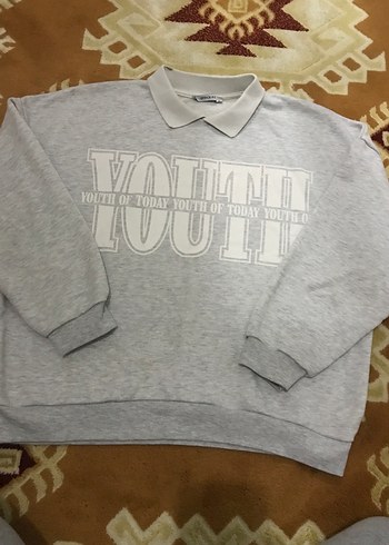 Gri Baskılı Rahat Kesim Kadın Sweatshirt - Görsel 2