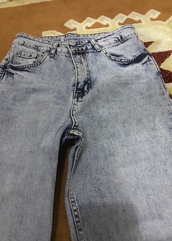 Gri Batik Desenli Rahat Kesim Kadın Kot Pantolon - Görsel 2