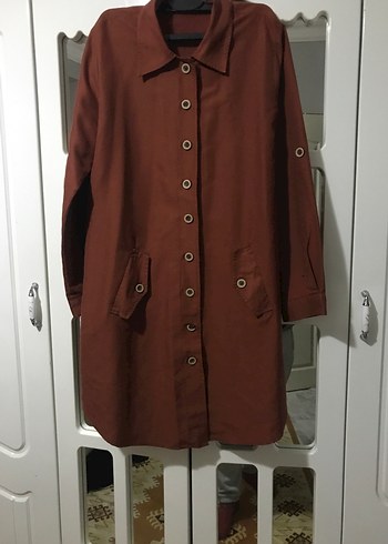 Düğmeli Kahverengi Uzun gömlek - Görsel 2
