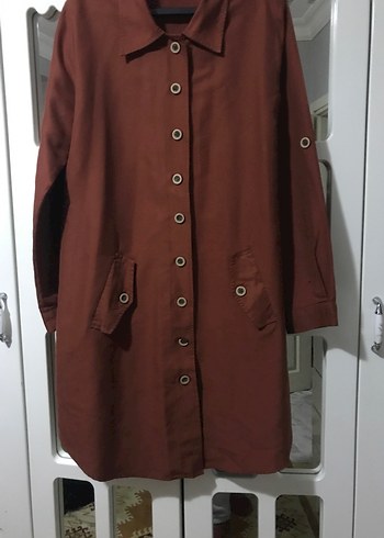 Düğmeli Kahverengi Uzun gömlek - Görsel 3