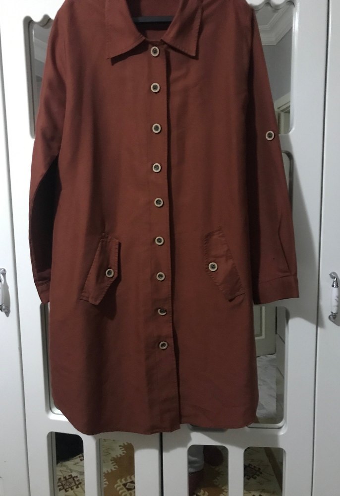 Düğmeli Kahverengi Uzun  gömlek - Görsel 3