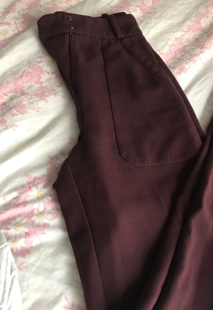 Bordo Midi Kadın Salaş Saten Pantolon - Görsel 3