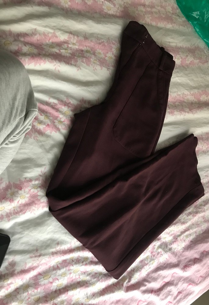 Bordo Midi Kadın Salaş Saten Pantolon - Görsel 4