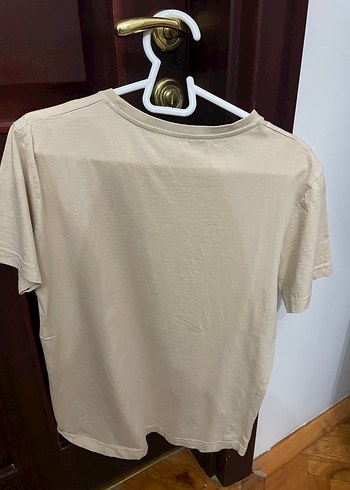 Bej Pamuklu Erkek Tişört - Görsel 2