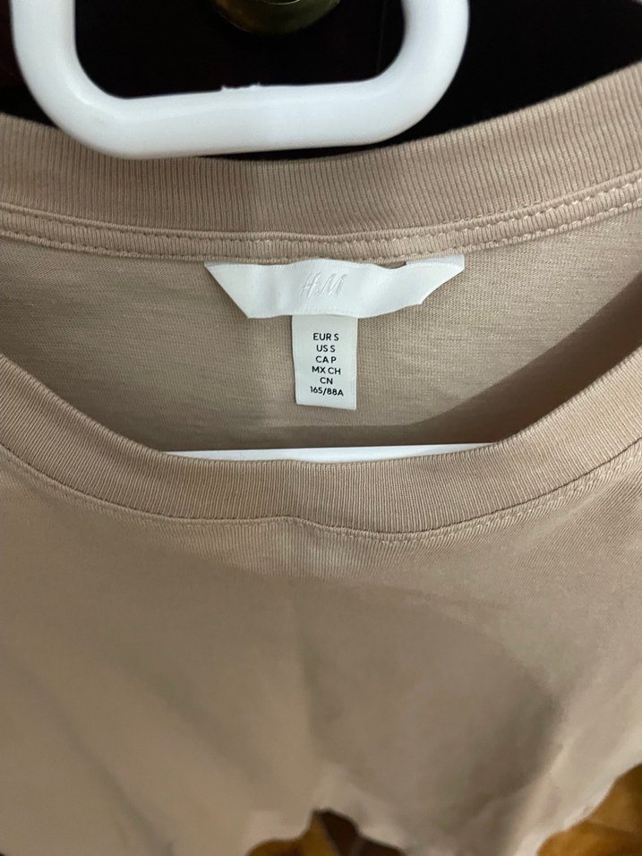 Bej Kadın Bisiklet Yaka Tişört - Görsel 2