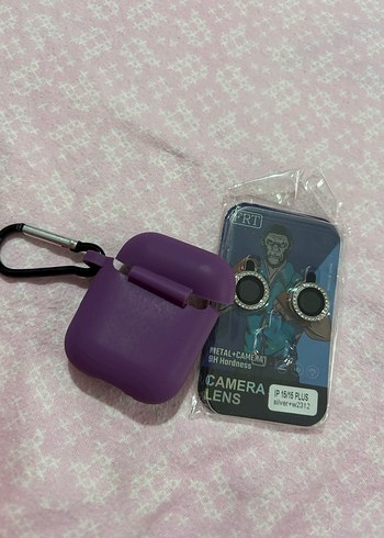 Mor Kablosuz Kulaklık Kılıfı ve Kamera Lens Koruyucu - Görsel 2