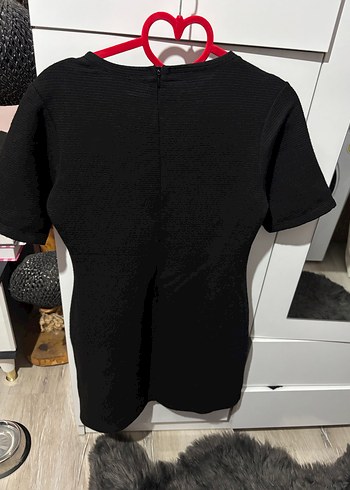 Siyah koton Kısa Kollu Midi Kadın Elbise - Görsel 2