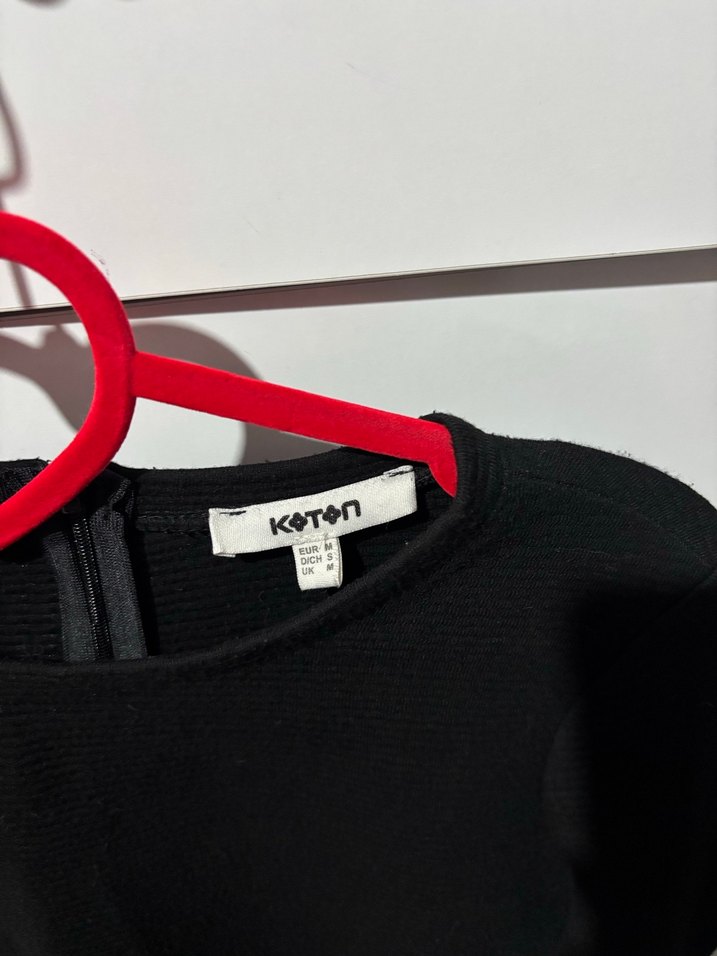 Siyah koton Kısa Kollu Midi Kadın Elbise - Görsel 3