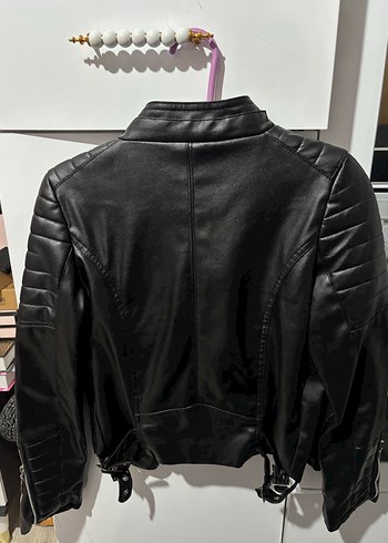 Siyah Deri Biker Ceket S beden - Görsel 2