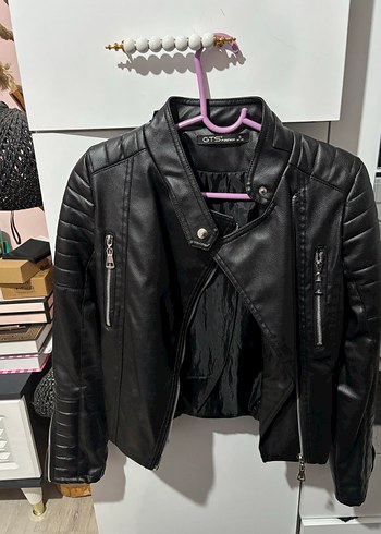 Siyah Deri Biker Ceket S beden - Görsel 3