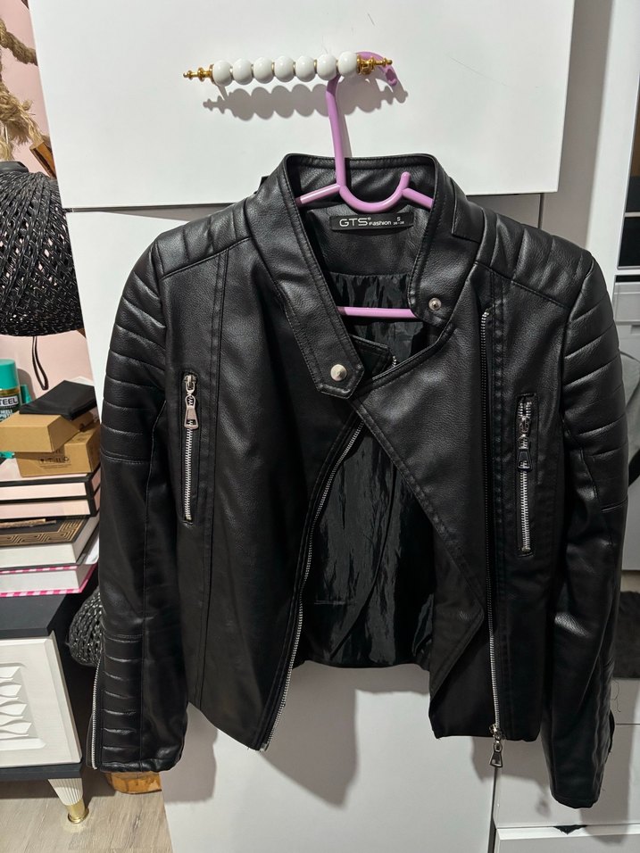 Siyah Deri Biker Ceket S beden - Görsel 3